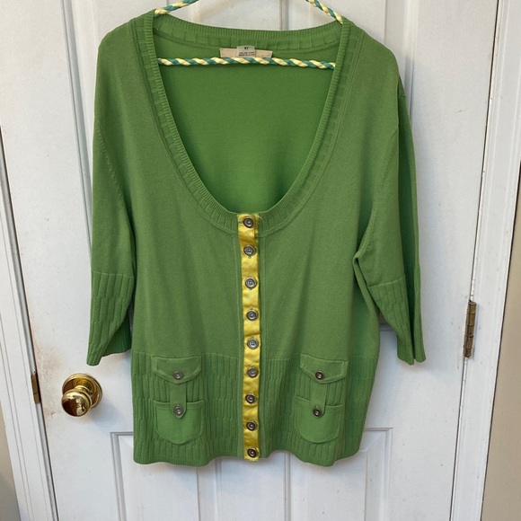 Green Cardigan with Yellow Accents - Picture 1 of 2